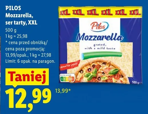 Mozzarella ser tarty XXL Pilos promocja w Lidl