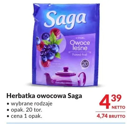 Herbatka owocowa Saga promocja w Makro
