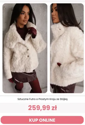 Sztuczne futro o prostym kroju ze stójką Renee promocja w Renee