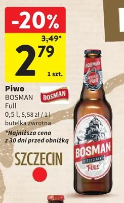 Piwo Bosman Full promocja w Intermarche