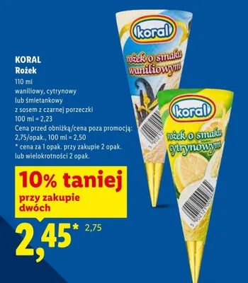 Lody rożek Koral cytrynowy promocja w Lidl