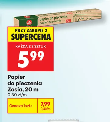 Papier do pieczenia Zosia 20 m promocja w Biedronka