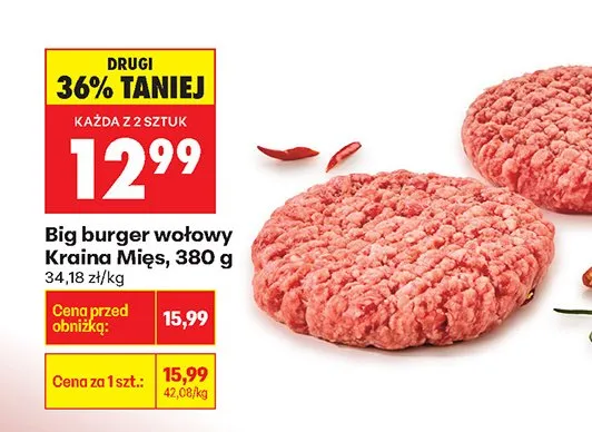 Big burger wołowy promocja w Biedronka