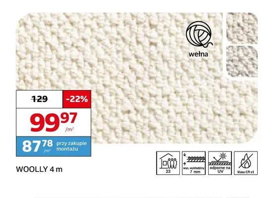Wykładzina dywanowa Woolly 4 m promocja w Komfort