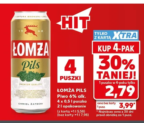 Piwo Łomża Pils 4-pak promocja w Kaufland