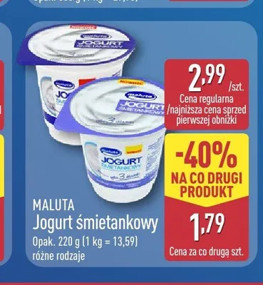 Jogurt śmietankowy Maluta promocja w Aldi