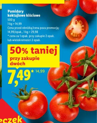 Pomidory koktajlowe kiściowe promocja w Lidl