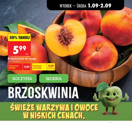 Brzoskwinie na wagę promocja w Biedronka