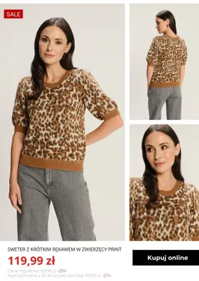 Sweter z krótkim rękawem w zwierzęcy print Greenpoint promocja w Greenpoint
