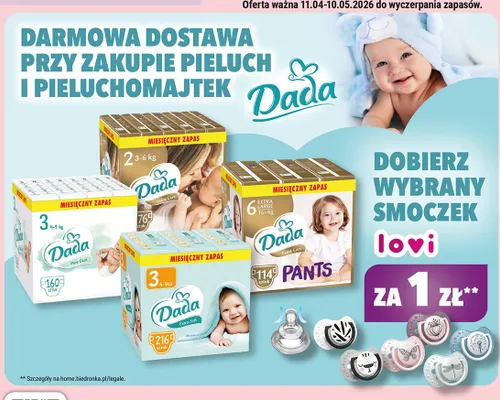 Pieluchy i pieluchomajtki Dada darmowa dostawa promocja w Biedronka