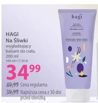 Wygładzający balsam do ciała Hagi Na Śliwki promocja w Hebe