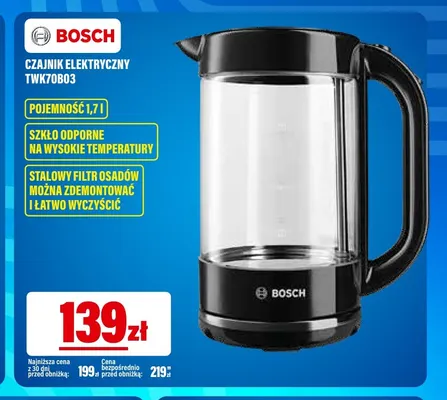 Czajnik elektryczny TWK70B03 1,7 l Bosch promocja w RTV EURO AGD