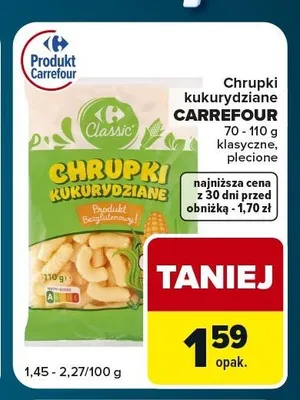 Chrupki kukurydziane Carrefour plecione promocja w Globi