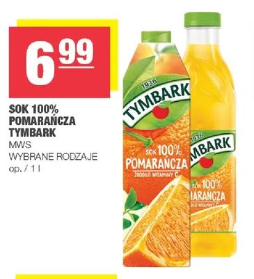 Sok pomarańcza Tymbark 100% promocja w SPAR
