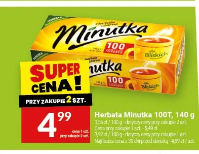 Herbata czarna Minutka 100-pak promocja w Twój Market