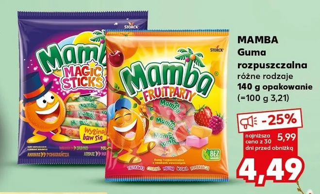 Guma rozpuszczalna różne rodzaje promocja w Kaufland
