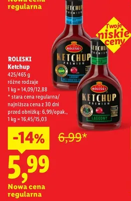 Ketchup łagodny Roleski promocja w Lidl