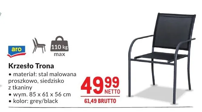 Krzesło Trona grey/black promocja w Makro