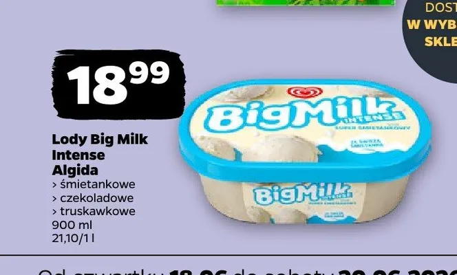Lody Big Milk Intense Algida promocja w Netto