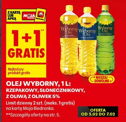Olej z oliwą z oliwek 5% Wyborny, 1l promocja w Biedronka