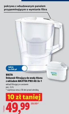 Dzbanek filtrujący do wody Brita Aluna 2,4 l z wkładem Maxtra Pro All-In-1 promocja w Lidl