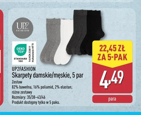 Skarpety damskie męskie UP2FASHION 5-pak promocja w Aldi
