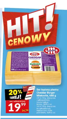 Ser topiony plastry Cheddar Burger Mlekovita promocja w Twój Market