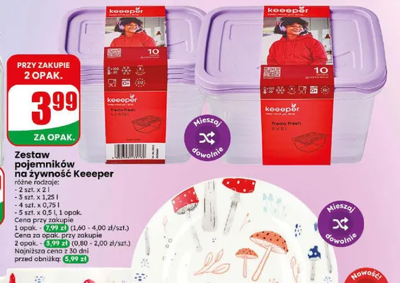 Zestaw pojemników na żywność Keeeper 2x2 l promocja w Dino