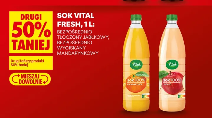 Sok jabłkowy bezpośrednio tłoczony Vital Fresh promocja w Biedronka