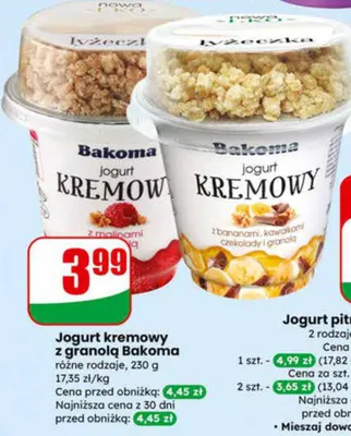 Jogurt kremowy z granolą różne rodzaje promocja w Dino
