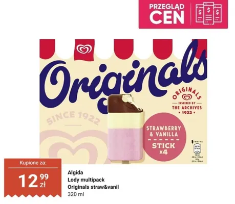Lody multipack originals strawberry & vanilla promocja w Dino