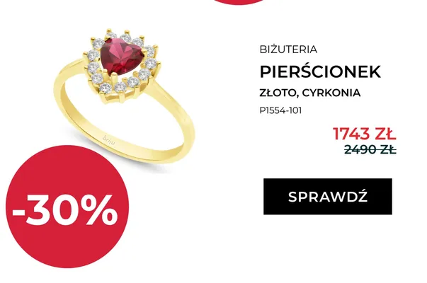 Pierścionek złoty z cyrkonią Briju promocja w Briju
