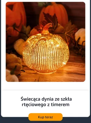 Świecąca dynia ze szkła rtęciowego z timerem promocja w Amazon