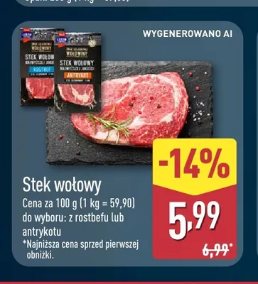 Stek wołowy z rostbefu promocja w Aldi