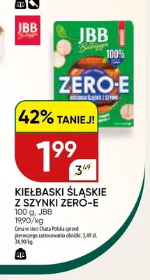 Kiełbaski Śląskie z szynki Zero-E JBB promocja w Chata Polska