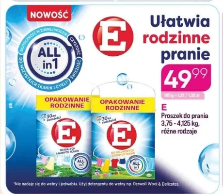 Proszek do prania E promocja w Drogerie Koliber