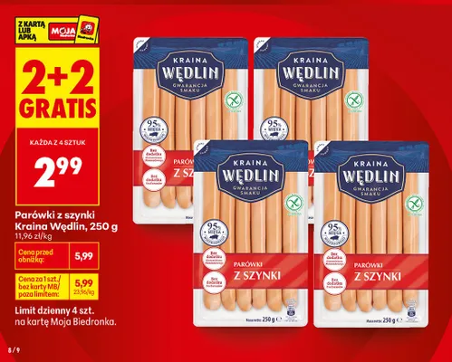 Parówki z szynki Kraina Wędlin promocja w Biedronka