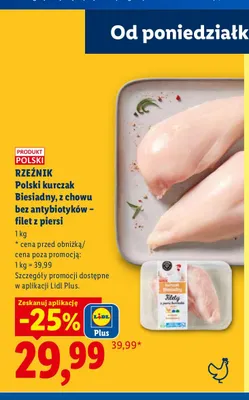 Polski kurczak Biesiadny z chowu bez antybiotyków filet z piersi Rzeźnik promocja w Lidl