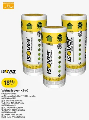 Wełna Isover KT40 5 cm promocja w Castorama