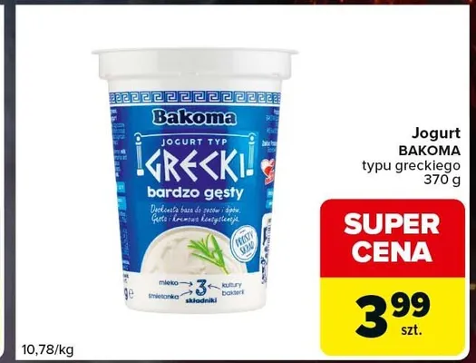 Jogurt typu greckiego Bakoma bardzo gęsty promocja w Carrefour Express