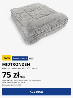 Kołdra z barankiem Midtronden 135x200 cm ciepła promocja w Jysk