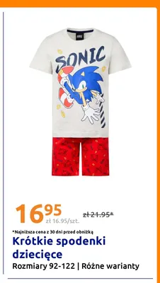 Krótkie spodenki dziecięce Sonic promocja w Action