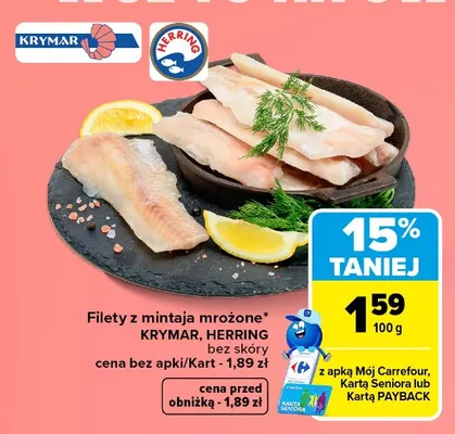 Filety z mintaja mrożone bez skóry Krymar promocja w Carrefour