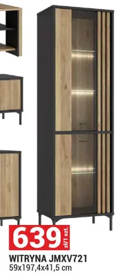 Witryna JMXV721 59x197,4x41,5cm dąb mauvella/czarny System Figila promocja w Merkury Market