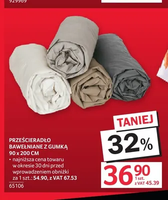 Prześcieradło bawełniane z gumką 90x200 cm promocja w Selgros