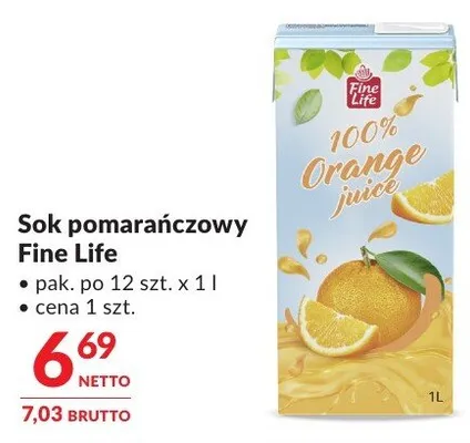 Sok pomarańczowy Fine Life promocja w Makro