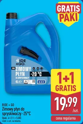 Zimowy płyn do spryskiwaczy -25°C Ride + Go promocja w Aldi