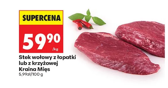Stek wołowy z krzyżowej Kraina Mięs promocja w Biedronka