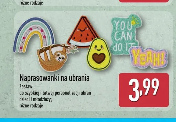 Naprasowanki na ubrania promocja w Aldi