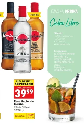 Rum Hacienda Caribe Dark Rum promocja w Biedronka
